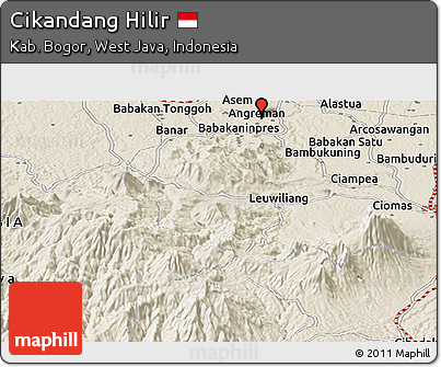 Shaded Relief Panoramic Map of Cikandang Hilir
