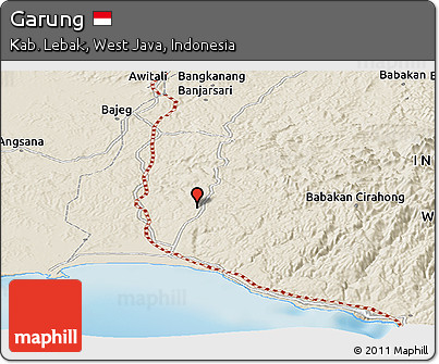 Shaded Relief Panoramic Map of Garung