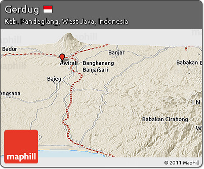 Shaded Relief Panoramic Map of Gerdug