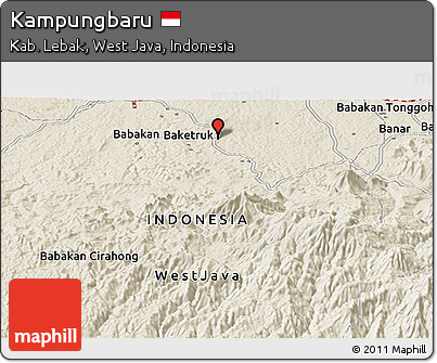 Shaded Relief Panoramic Map of Kampungbaru