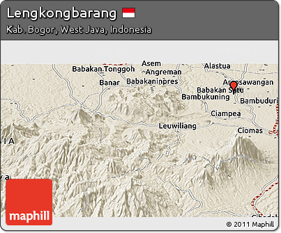 Shaded Relief Panoramic Map of Lengkongbarang