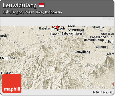 Shaded Relief Panoramic Map of Leuwidulang