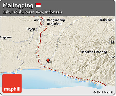 Shaded Relief Panoramic Map of Malingping