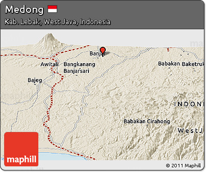 Shaded Relief Panoramic Map of Medong
