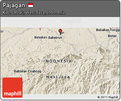 Shaded Relief Panoramic Map of Pajagan