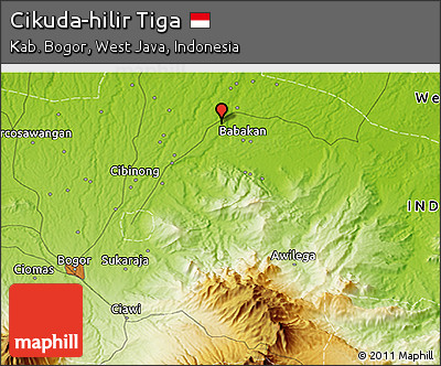 Physical 3D Map of Cikuda-hilir Tiga