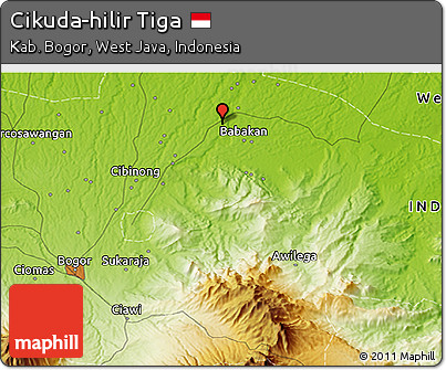 Physical 3D Map of Cikuda-hilir Tiga