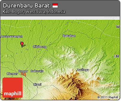 Physical 3D Map of Durenbaru Barat