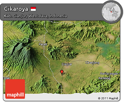 Satellite 3D Map of Cikaroya