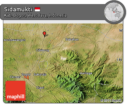 Satellite 3D Map of Sidamukti