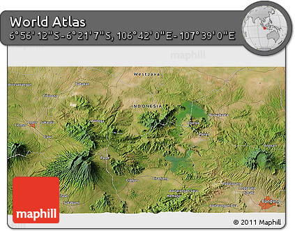 Satellite 3D Map of the Area around 6° 38' 39" S, 107° 10' 30" E