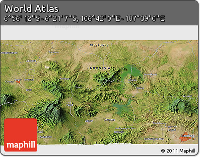 Satellite 3D Map of the Area around 6° 38' 39" S, 107° 10' 30" E