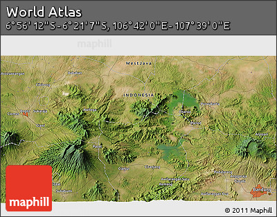 Satellite 3D Map of the Area around 6° 38' 39" S, 107° 10' 30" E