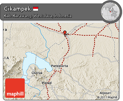 Shaded Relief 3D Map of Cikampek