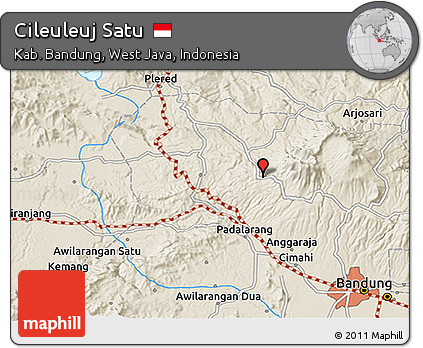 Shaded Relief 3D Map of Cileuleuj Satu
