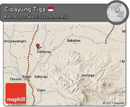 Shaded Relief 3D Map of Cipayung Tiga