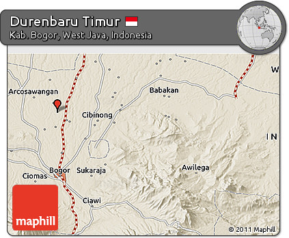 Shaded Relief 3D Map of Durenbaru Timur