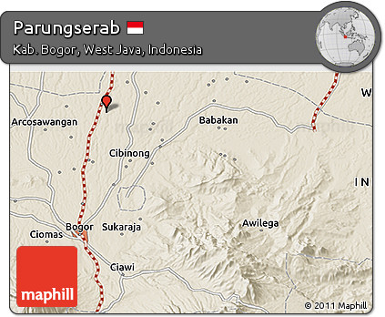 Shaded Relief 3D Map of Parungserab