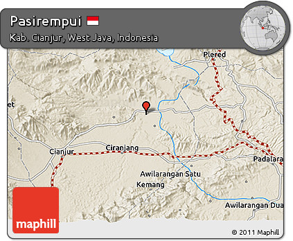Shaded Relief 3D Map of Pasirempui