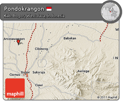 Shaded Relief 3D Map of Pondokrangon
