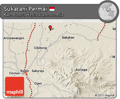 Shaded Relief 3D Map of Sukatani Permai