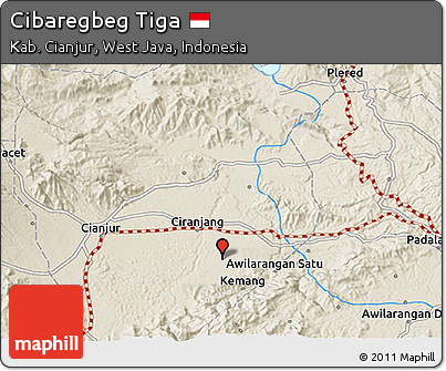 Shaded Relief 3D Map of Cibaregbeg Tiga