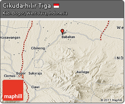 Shaded Relief 3D Map of Cikuda-hilir Tiga