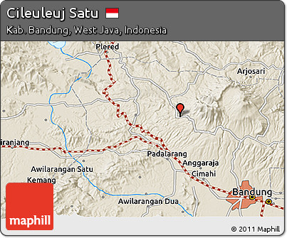 Shaded Relief 3D Map of Cileuleuj Satu
