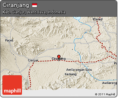 Shaded Relief 3D Map of Ciranjang