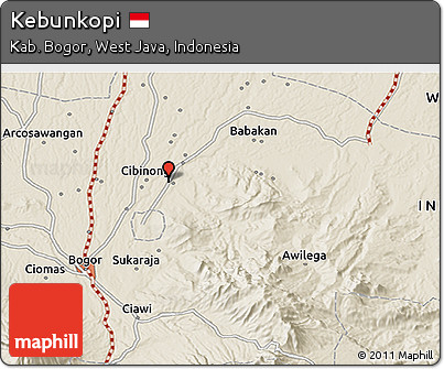 Shaded Relief 3D Map of Kebunkopi