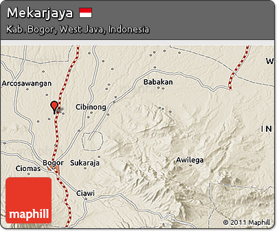 Shaded Relief 3D Map of Mekarjaya