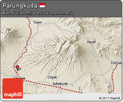 Shaded Relief 3D Map of Parungkuda