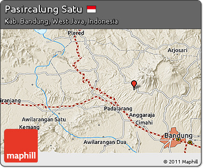Shaded Relief 3D Map of Pasircalung Satu