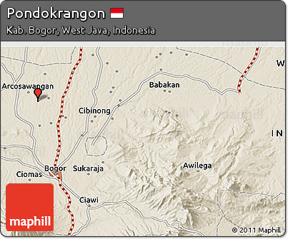 Shaded Relief 3D Map of Pondokrangon