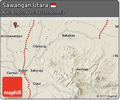 Shaded Relief 3D Map of Sawangan Utara
