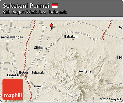 Shaded Relief 3D Map of Sukatani Permai
