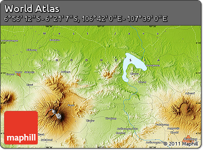 Physical Map of the Area around 6° 38' 39" S, 107° 10' 30" E