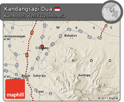 Shaded Relief Map of Kandangsapi Dua