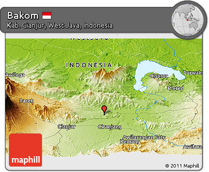Physical Panoramic Map of Bakom