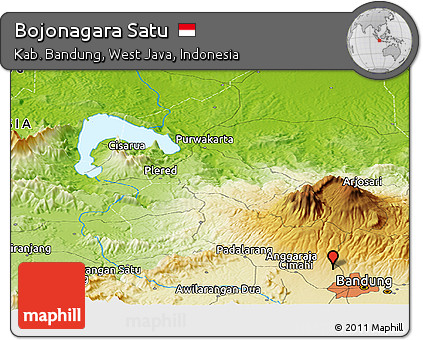 Physical Panoramic Map of Bojonagara Satu