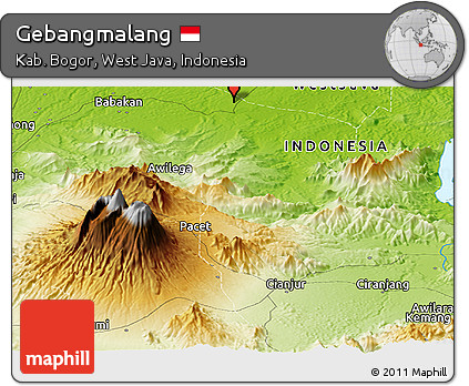 Physical Panoramic Map of Gebangmalang