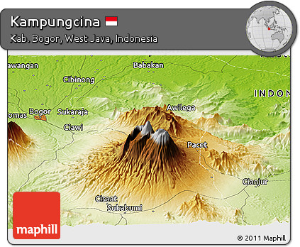 Physical Panoramic Map of Kampungcina