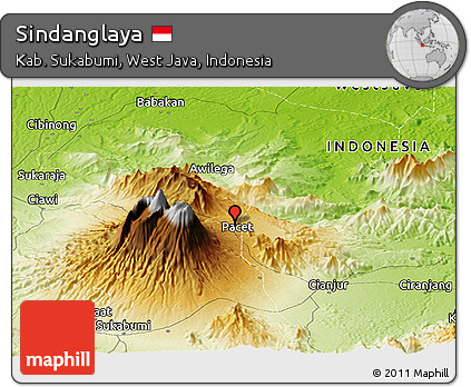 Physical Panoramic Map of Sindanglaya