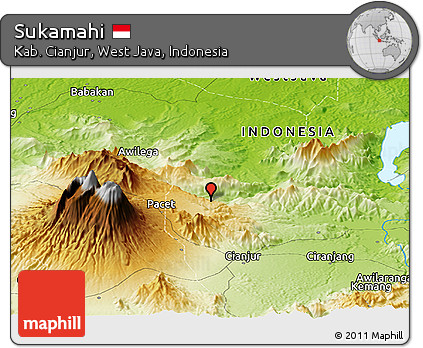 Physical Panoramic Map of Sukamahi