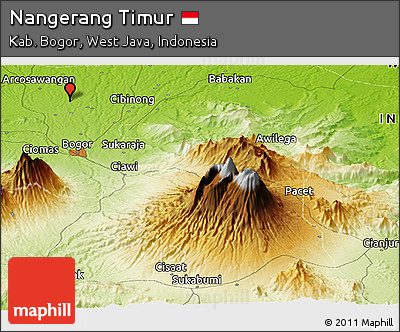 Physical Panoramic Map of Nangerang Timur