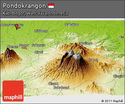 Physical Panoramic Map of Pondokrangon