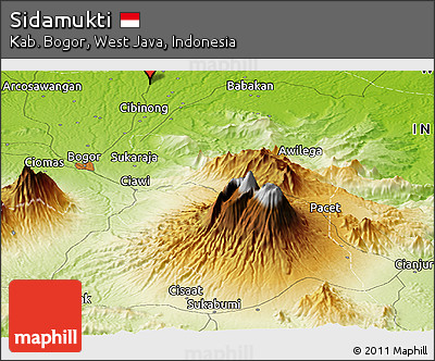 Physical Panoramic Map of Sidamukti