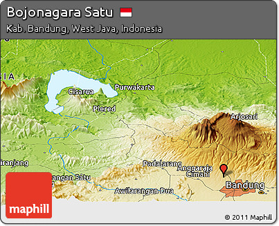 Physical Panoramic Map of Bojonagara Satu
