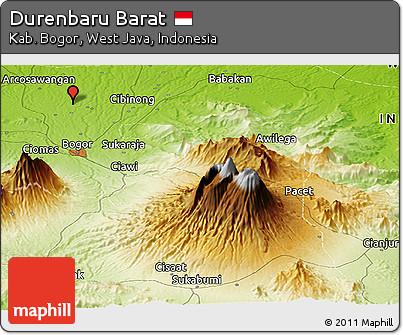 Physical Panoramic Map of Durenbaru Barat