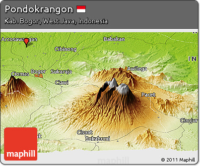 Physical Panoramic Map of Pondokrangon
